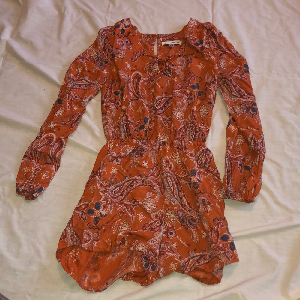 Orange and blue paisley long sleeve romper!!